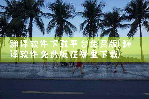 翻译软件下载平台免费版