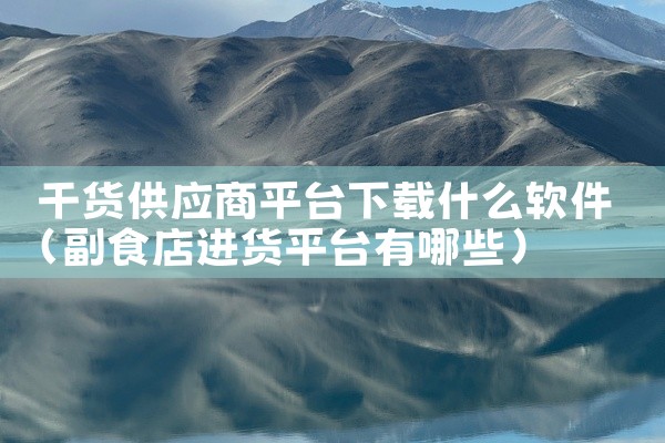 干货供应商平台下载什么软件