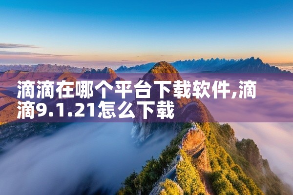 滴滴在哪个平台下载软件
