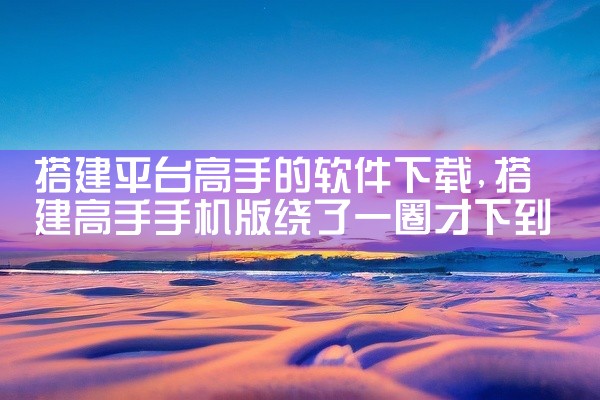 搭建平台高手的软件下载