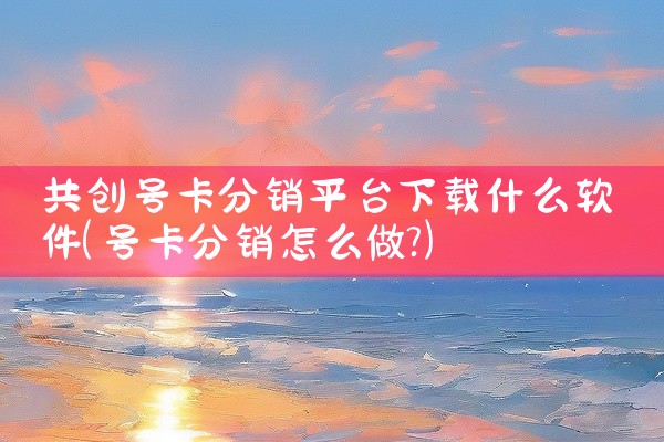 共创号卡分销平台下载什么软件
